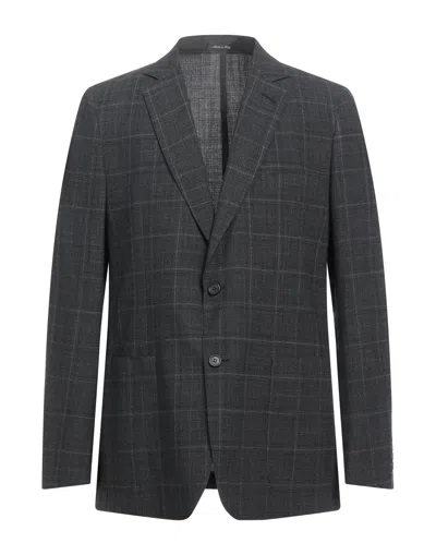 Dunhill Man Blazer Charcoal Size 44 Wool, Elastane In Grey