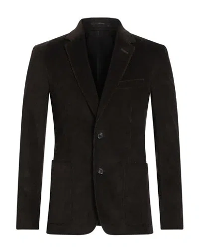 Dunhill Man Blazer Dark Brown Size 42 Cotton, Cashmere, Elastane