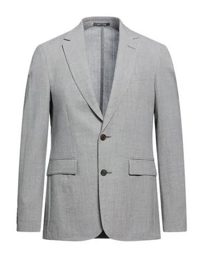 Dunhill Man Blazer Grey Size 44 Wool, Elastane In Gray