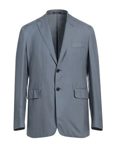 Dunhill Man Blazer Grey Size 48 Cashmere, Mulberry Silk