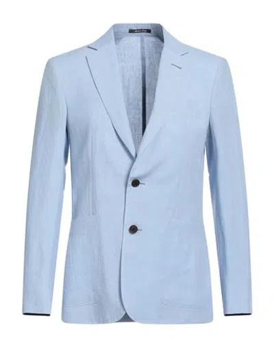 Dunhill Man Blazer Light Blue Size 44 Linen