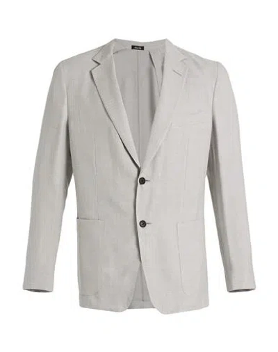 Dunhill Man Blazer Light Grey Size 44 Wool, Mulberry Silk, Linen