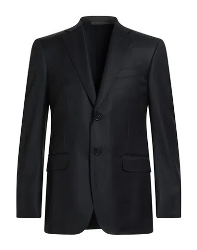 Dunhill Man Blazer Midnight Blue Size 38 Wool In Black