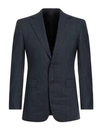 Dunhill Man Blazer Midnight Blue Size 46 Wool, Linen, Silk
