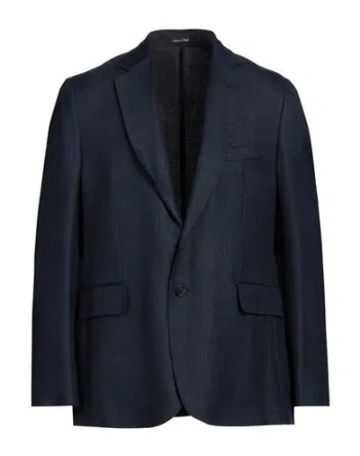 Dunhill Man Blazer Midnight Blue Size 40 Wool, Silk, Linen