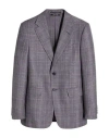 Dunhill Man Blazer Slate Blue Size 44 Wool, Linen, Mulberry Silk In Blue