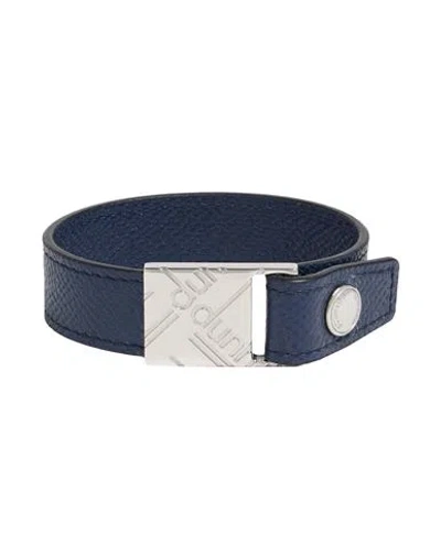 Dunhill Man Bracelet Navy Blue Size L Soft Leather