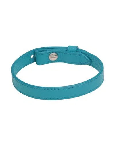 Dunhill Man Bracelet Turquoise Size - Leather In Blue