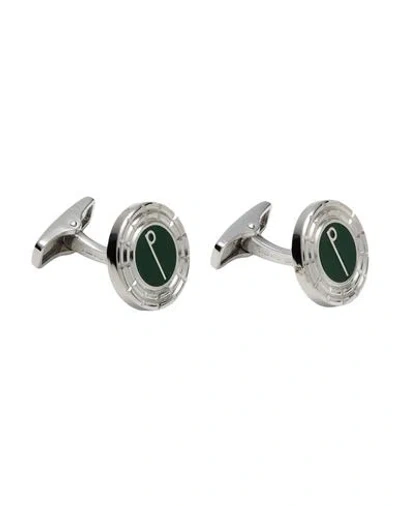 Dunhill Man Cufflinks And Tie Clips Dark Green Size - Metal In Metallic