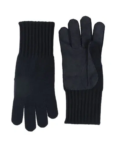 Dunhill Man Gloves Midnight Blue Size 8.5 Cashmere, Lambskin