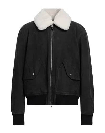 Dunhill Man Jacket Black Size M Calfskin, Shearling, Merino Wool, Polyamide, Elastane