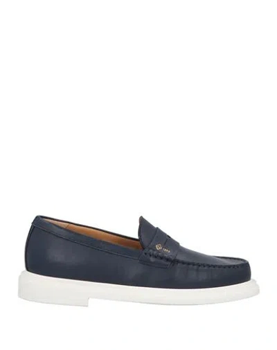 Dunhill Man Loafers Blue Size 9 Leather In Blue