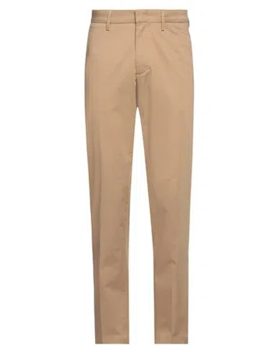 Dunhill Man Pants Camel Size 36 Cotton, Mulberry Silk, Elastane In Beige