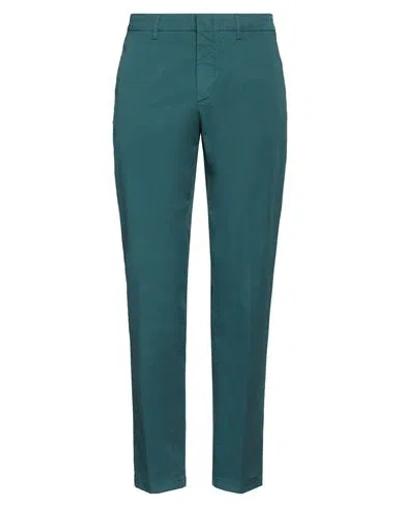 Dunhill Man Pants Deep Teal Size 38 Cotton, Elastane In Green