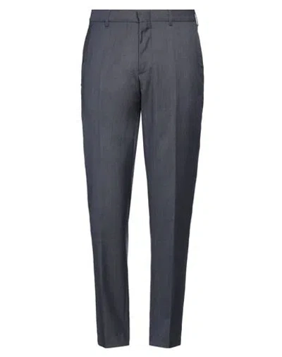 Dunhill Man Pants Navy Blue Size 38 Wool, Mulberry Silk In Gray