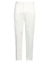 Dunhill Man Pants White Size 36 Cotton, Mulberry Silk, Elastane