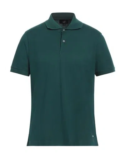 Dunhill Man Polo Shirt Dark Green Size S Cotton, Elastane