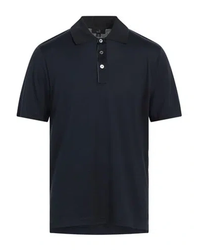 Dunhill Man Polo Shirt Midnight Blue Size M Cotton, Mulberry Silk