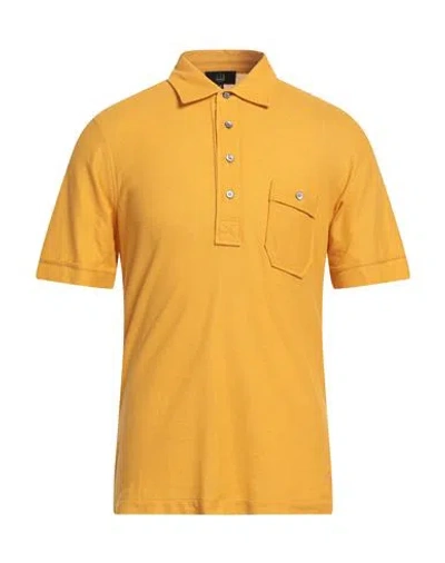Dunhill Man Polo Shirt Mustard Size Xl Cotton, Linen, Mulberry Silk In Yellow