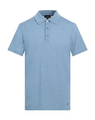 Dunhill Man Polo Shirt Sky Blue Size L Cotton, Cashmere, Linen