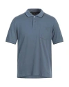 Dunhill Man Polo Shirt Slate Blue Size L Cotton, Mulberry Silk In Blue