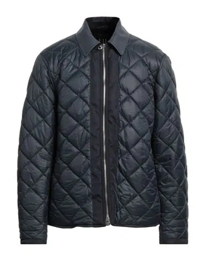Dunhill Man Down Jacket Black Size Xs Polyamide, Calfskin In Navy Blue