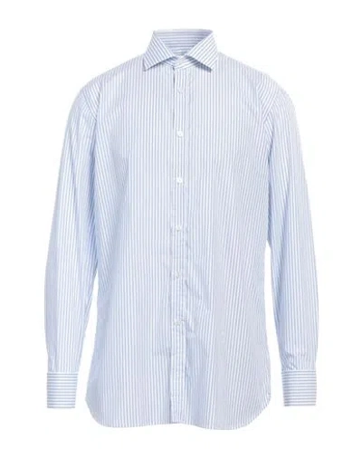 Dunhill Man Shirt Azure Size 16 Cotton In Blue