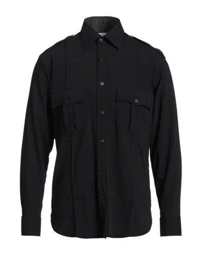 Dunhill Man Shirt Black Size Xl Wool, Viscose
