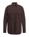 Dunhill Man Shirt Dark Brown Size Xl Wool, Viscose In Brown
