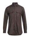Dunhill Man Shirt Dark Brown Size Xxl Cotton In Brown