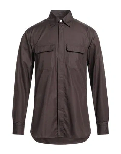 Dunhill Man Shirt Dark Brown Size Xxl Cotton