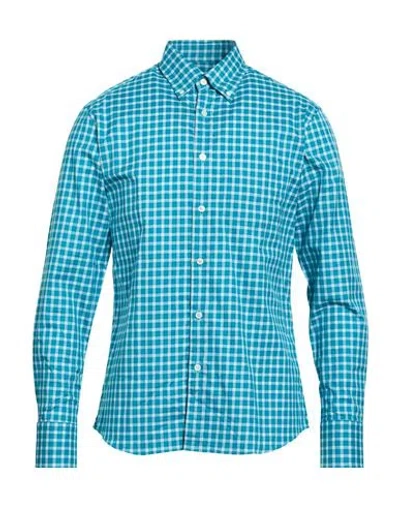 Dunhill Man Shirt Emerald Green Size M Cotton In Blue