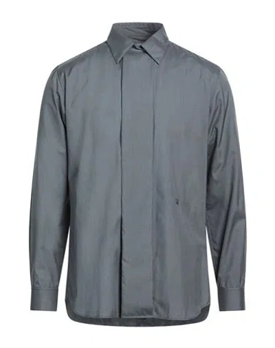Dunhill Man Shirt Grey Size M Wool, Mulberry Silk In Gray