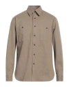 Dunhill Man Shirt Khaki Size L Cotton, Cashmere, Elastane, Wool In Beige
