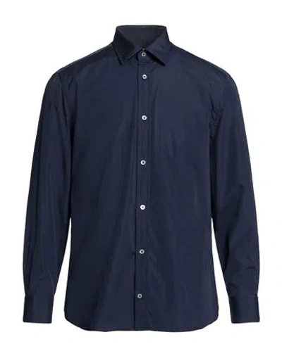 Dunhill Man Shirt Midnight Blue Size 16 Cotton