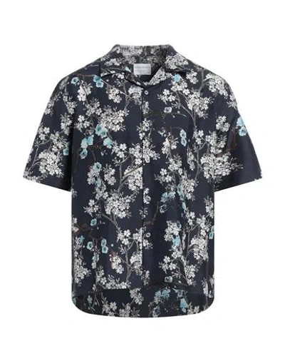 Dunhill Man Shirt Midnight Blue Size M Mulberry Silk