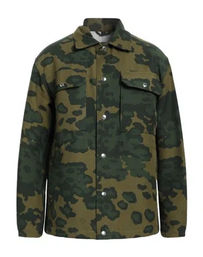 Dunhill Man Shirt Military Green Size Xl Cotton, Linen In Brown