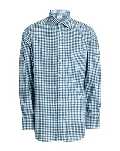 Dunhill Man Shirt Blue Size S Cotton In Navy Blue
