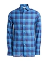 Dunhill Man Shirt Navy Blue Size Xl Cotton In Navy Blue