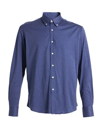 Dunhill Man Shirt Navy Blue Size Xl Cotton