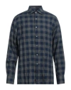 Dunhill Man Shirt Navy Size Xxl Cotton, Polyester, Rayon In Navy Blue