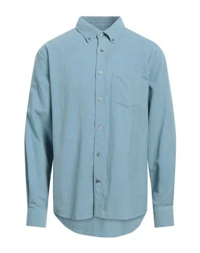 Dunhill Man Shirt Sky Blue Size L Cotton, Cashmere