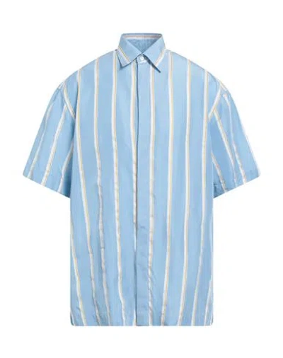 Dunhill Man Shirt Sky Blue Size Xxl Lyocell, Silk, Cotton
