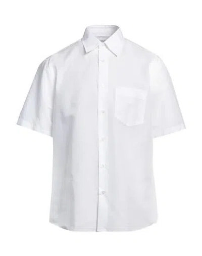 Dunhill Man Shirt White Size 3xl Linen, Cotton In Metallic