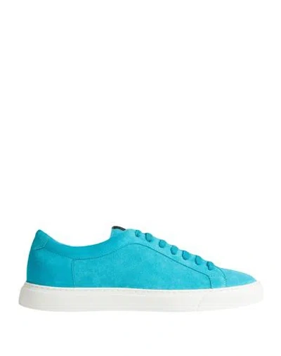 Dunhill Man Sneakers Turquoise Size 7 Leather In Blue
