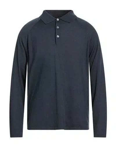 Dunhill Man Sweater Navy Size L Cashmere, Mulberry Silk In Blue