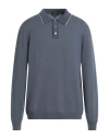 Dunhill Man Sweater Slate Blue Size Xs Wool, Cashmere, Mulberry Silk In Blue