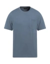 Dunhill Man T-shirt Slate Blue Size L Cotton, Mulberry Silk In Blue