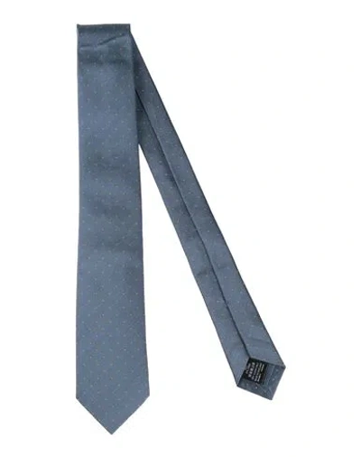 Dunhill Man Ties & Bow Ties Navy Size - Mulberry Silk, Linen In Navy Blue
