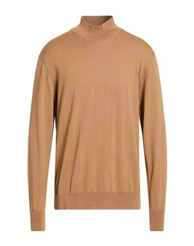 Dunhill Man Turtleneck Camel Size Xl Mulberry Silk, Cotton In Neutral
